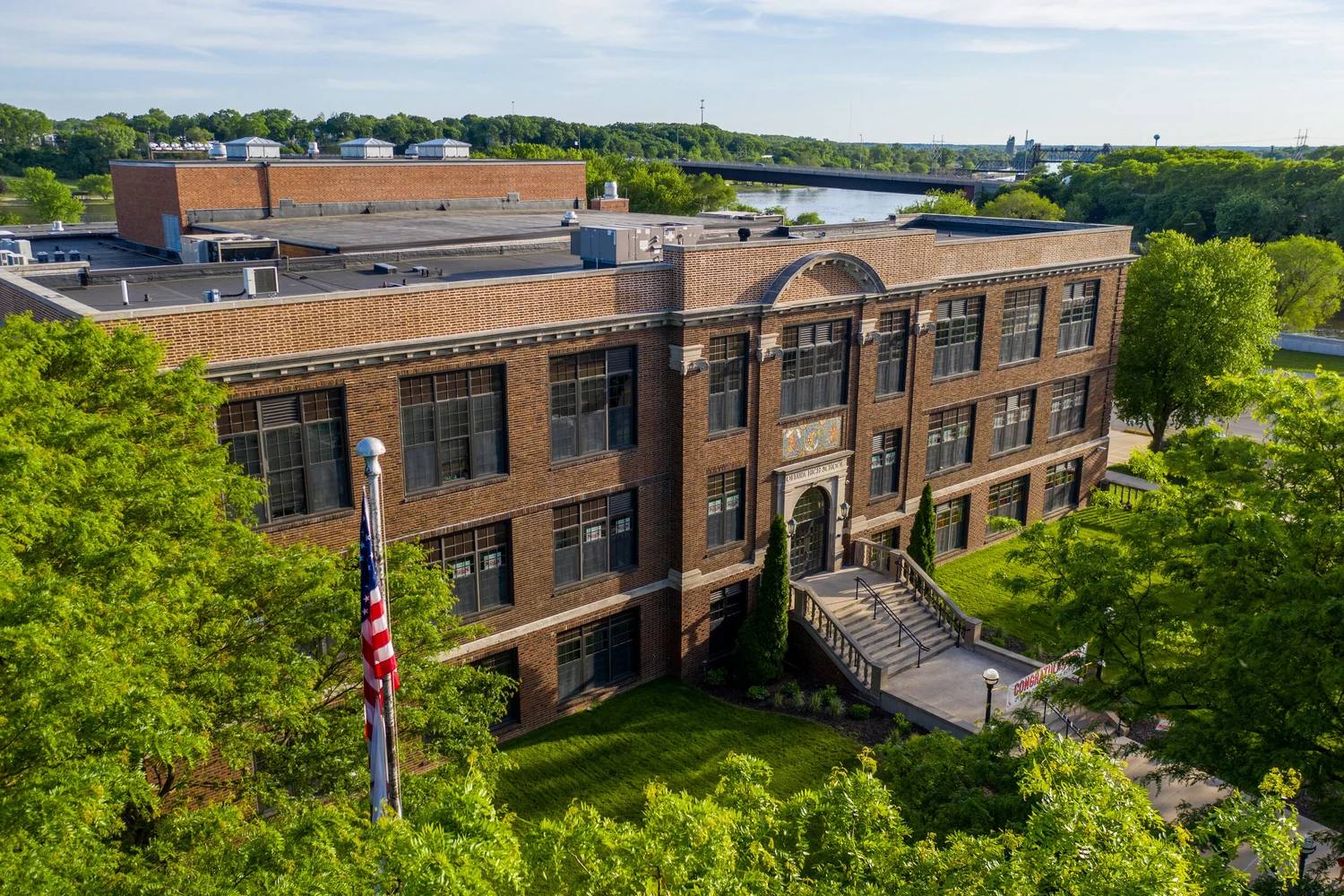Aerial view of the Ottawa Township High School main building