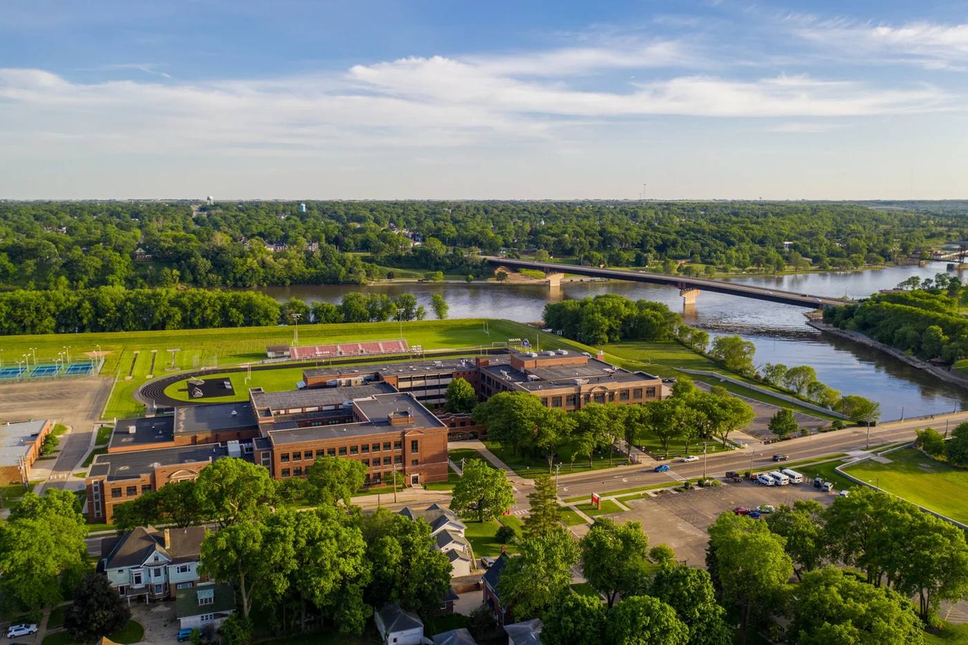 OTHS campus and the Illinois River from above
